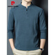 Pierre Cardin Autumn and Winter Double-sided German Velvet Lined Warm Clothes Bottoming Shirt Men's Henry Collar Versatile Long Sleeve T-Shirt Stand Collar Sweatshirt D509 Blue M 90-110Jin Jin is equal to 0.5 kg