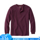 L.L.Bean men's T-shirt long-sleeved autumn and winter warm waffle henley shirt pure cotton soft casual versatile dad wear Deep Wine wine red L suitable for net bust 116-122cm