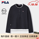 FILA long-sleeved T-shirt for women 2025 winter new color matching fake two-piece casual slim bottoming Henry shirt Legend Blue-NV Unisex S 160/80A