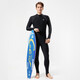 Yingfa swimsuit men's one-piece long-sleeved trousers sun protection warm surfing wetsuit seaside outdoor swimming jellyfish suit black/grey XL