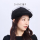 Xuanzi jewelry, elegant mesh beret, autumn and winter atmosphere hat, newsboy hat for women, black M (56-58cm)