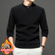AX one-button double-sided Austrian velvet sweatshirt for men in autumn and winter new Henry collar plus velvet thickening outer wear inner top black M (recommended 95-110Jin Jin equals 0.5 kg)