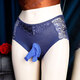 Universal adult men's and women's underwear, new lace men's sexy set, low waist triangle, royal blue (hollow), L size, closed mouth