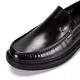 SATCHI men's shoes new business casual leather shoes genuine leather formal men's slip-on flat breathable thick-soled loafers black 42