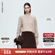Langzi round neck French retro pullover sweater fashionable temperament commuter style sweater for women 2025 winter new style champagne beige L