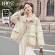 Sibaishe 90 velvet stand collar down jacket for women 2025 winter new style spliced button off shoulder long sleeve jacket