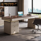 Hanjitang Yu light luxury home desk study high-end modern workbench living room long desk mid-century style walnut desk 1.4-meter lift socket desk