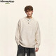 MMOPTOP relaxed henley collar pullover sweater autumn and winter men's coat containing sheep wool sweater MMY17 oatmeal gray L