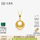 Tahiti 18K gold pearl pendant single perfect round strong light seawater South Sea gold pearl necklace A grade/gold beads 12-13mm +925 silver chain