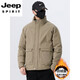 JEEP SPIRIT立领工装羽绒服男款2025新款冬季感加厚保暖外套男士休闲夹克 黑色 L