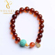 Yogurt natural blood amber southern red single circle amber bracelet turquoise pattern beads Lutongfu brand bracelet for women 8MM blood amber