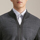 YOUNGOR sweater jacket men's all-wool stand-up collar zipper cardigan all-wool knitted wool matching 2025 shopping mall same style dark gray YWQW615274CKA L 105cm (recommended 145-165Jin Jin equals 0.5 kg)