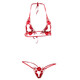Open three-point bra sexy temptation lace transparent temptation thong women's erotic underwear 1042 red one size