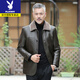 Playboy dad winter coat velvet thickened middle-aged 50-60 leather jacket 70 middle-aged and elderly men's fur all-in-one leather jacket black (button style) 4XL 195 suitable for 160-180 Jin Jin equals 0.5 kg