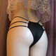 Feminine design men's underwear with thin straps solid color tight bump sexy space capsule thong briefs black XL