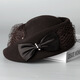 Kuosheng Australian woolen fashion hat women's autumn and winter felt hat mesh evening hat bow beret black adult one size (adjustable 56-58cm)