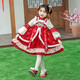 G.duck brand children's clothing Lolita princess dress girls winter thickened warm dress children's velvet Hanfu New Year's dress red 110 cm