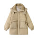 LISM shopping mall same style high-end down jacket super good-looking down jacket women's casual mid-length work wear warm khaki color L about 225g