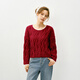 Semir Red Sweater Women's Short Loose Thick Cable Sweater 26 Years Qiji Red Knitted Bottoming Sweater 109126107002
