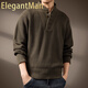 ElegantMan high-end American tough guy retro Henry collar sweater for men spring and autumn new thickened warm heavy base sweater for men Tuhao Green S _Suitable for 90-110Jin Jin is equal to 0.5 kg