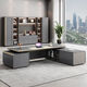 Boss desk, president, chairman desk, executive desk, manager office desk, office desk and chair combination 2000mm luxury executive desk + double side cabinets, rain fog oak-iron gray