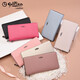 Goldlion wallet women's long zipper clutch 2025 new fashion large capacity multi-function women's wristband handbag pink taro color [official authorization - one fake one and ten fines]