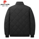 Pierre Cardin cotton-padded jacket for men in autumn and winter, thickened velvet and warm cotton jacket, loose casual cold-proof clothing, cotton-padded jacket for men, black 2XL