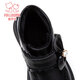 Fuluo Mi Girls' Leather Boots Winter Sweet and Fashionable Versatile Princess Boots Little Girls' Velvet Warm Cotton Shoes Black 32