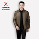 KBHONG Jinba Leather Jacket Spring and Autumn Men's Business Casual Middle-aged Dad Stand Collar Jacket Khaki-Lapel-Winter 8033 Velvet M 170