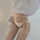 Universal innocent tea art Japanese sexy low-waisted girl's lace mesh panties summer thin style apricot white 12% off for orders of 5 pieces M