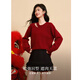 Shangjing Qiji Red Sweater Women's 25 Winter New Women's Clothing Hollow French High-Level Sense Lazy New Year's Red Sweater Women's Top