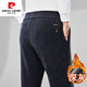 Pierre Cardin Autumn and Winter Velvet Corduroy Men's Pants Elastic Waist Straight Leg Loose Sports Pants Dark Gray Velvet Corduroy Thickened XL 130-150Jin Jin equals 0.5 kg