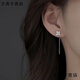 Flash engraved old Phoenix same style 9999 pure silver four-leaf clover ear wire women's new tassel long ear piercing earrings with diamond four-leaf clover ear wire one pair Lao Fengxiang same style