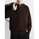 Zimei American old money style sweater men's autumn and winter lapel cotton Henry neck sweater thickened polo bottoming sweater dark coffee M _115Jin Jin is equal to within 0.5 kg