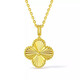 18K gold four-leaf clover filigree pendant Valentine's Day four-leaf clover shape lucky birthday gift necklace for girls yellow four-leaf clover