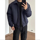 7 high-quality Hong Kong style casual jackets for men, autumn and winter quilted warm lapel jackets, men's work clothes, pilot cotton coats, cotton clothes, GWHG-3386 black XL