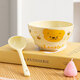 Cute gourd ceramic household cream rice bowl girl heart net salad cartoon hand-painted high-value heart bowl large capacity honey bear one bowl one spoon (2 colors random)