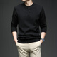 丨Lilang丨Men's cardigan Henry collar cardigan autumn and winter thickened casual men's round neck sweater sweater black M 165 (100-120Jin Jin equals 0.5 kg)