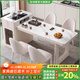 Fashidu cream-style slate island dining table integrated 2025 new popular style retractable small-sized household multi-functional tea table tea stove style rail socket island table + 6 chairs 1.4 meters total telescopic length 142-170cm