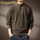 ElegantMan high-end American tough guy retro Henry collar sweater for men spring and autumn new thickened warm heavy base sweater for men Tuhao Green S _Suitable for 90-110Jin Jin is equal to 0.5 kg