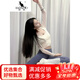 Kangaroo yoga clothes for women 2025 new autumn and winter style Pilates training clothes with chest pads, tops, beautiful fitness clothes, three-piece set, milky white blouse + milky white text S (80-98Jin Jin equals 0.5kg)