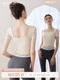 Yoga Wear 2025 New Top Women's Summer Pilates Training Wear Fitness Set Beautiful Summer Thin Style with Chest Pad Upgraded One-piece Fixing Cup Milky White Short Sleeves Stack Two Fake Pieces Wear Out of Layer M Recommended 95-104 Jin Jin is equal to 0.5 kg