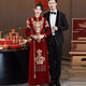 Fenggao (fenggao) Toast Wear Bride 2025 New Winter Clothes Burgundy Stand Collar Retro Cheongsam Winter Heavy Industry Embroidered Long Dress Burgundy Long Style 202 S Dress size is too small. Consult customer service to check the size.