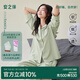 Anzhiban Super Soft Couple Pajamas Spring Skin Friendly Stretch Cotton Casual Striped Women's Home Clothes Set Can Be Weared Outside Grass Green (Female) L