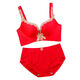 Yalu red underwear set for women born in the year of the tiger, wedding bride, small breast push-up bra, no steel rims, thick and thin bra, burgundy suit 75B 34B