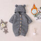 Disney (Disney) baby knitted jumpsuit bodysuit 2026 autumn and winter new baby fashionable rompers plus velvet and thickened warm outing clothes gray 36cm 66