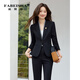 Fabesa small temperament commuter suit for women spring and autumn new formal fashion suit jacket for women black suit + trousers M