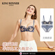 KING WINNER French lace low-cut underwear for women, thin, large breasts, small breasts, gathered sexy half-cup bra, white suit, 70B, one size fits all