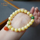 La Yun Feiyin white flower honey wax bracelet round bead single circle bracelet original design women's style with retro jasper southern red small peach