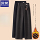ROMON acetic acid women's 2025 new woolen straight-leg pants, loose and velvet thickened, middle-aged winter mother's wide-leg pants, coffee color and velvet L